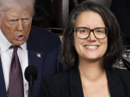 Oriane Sarrasin : « Donald Trump joue à l’autruche » Oriane Sarrasin avec Donald Trump en arrière-plan